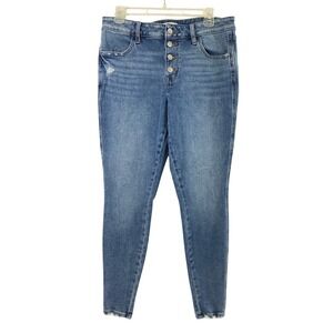 M Jeans Maurices Womens M Reg 32" W Button Fly Distress Jeggings Mid Rise‎